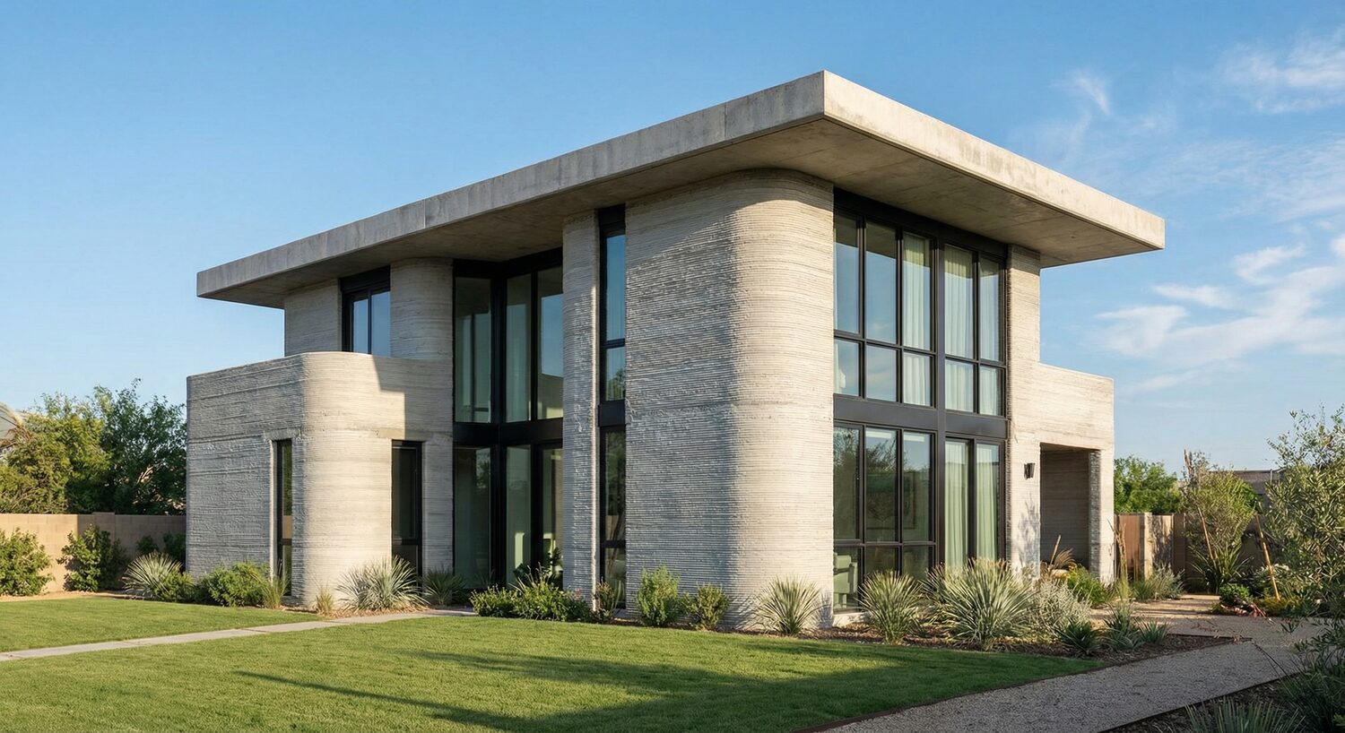 3D printed modern two-story home