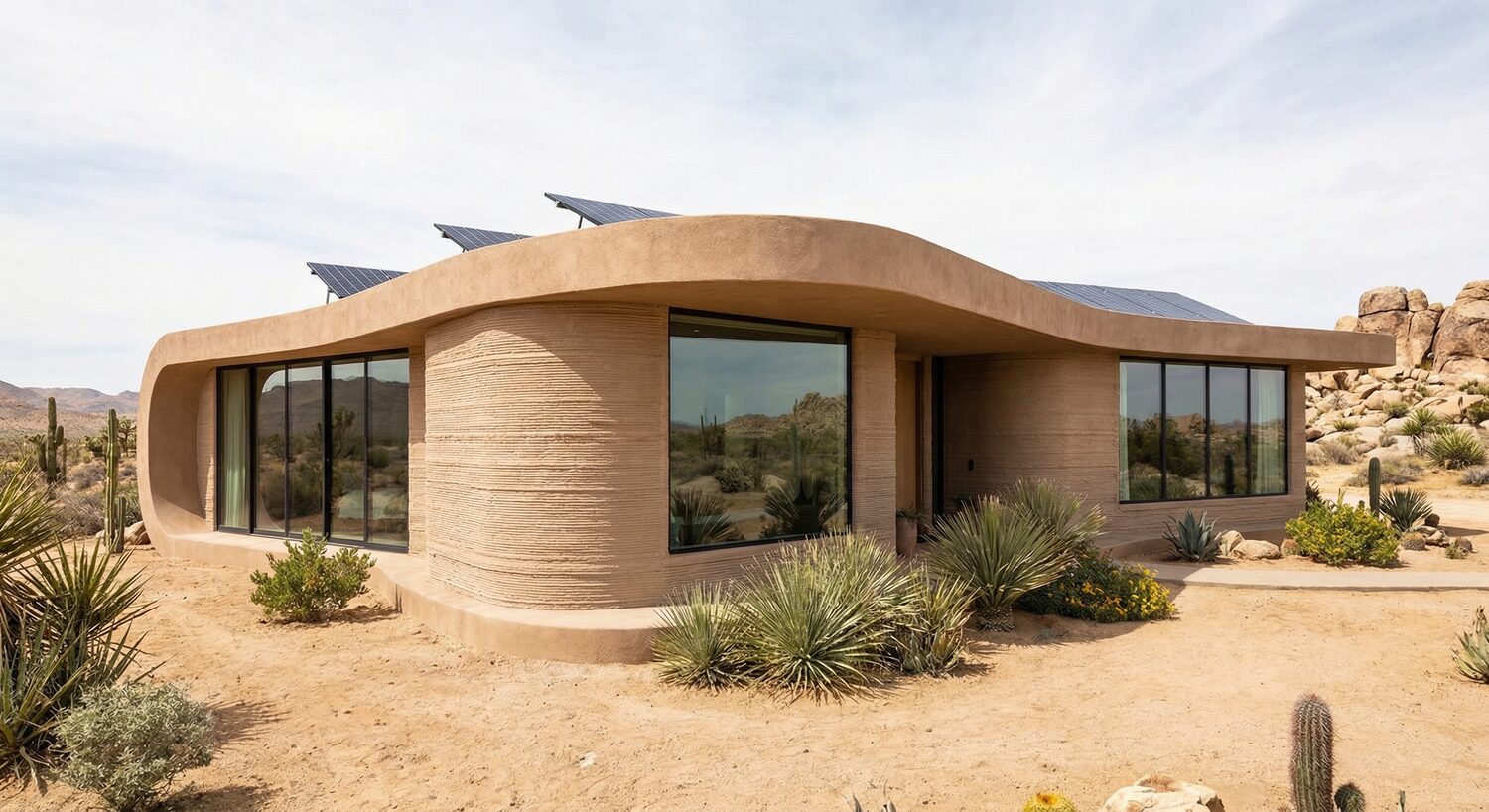 Single-story curved printed home