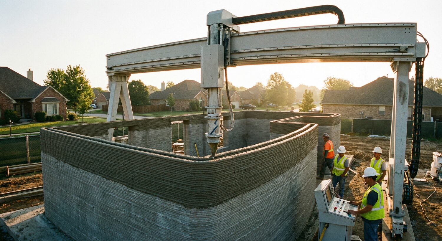 Gantry concrete printer on site