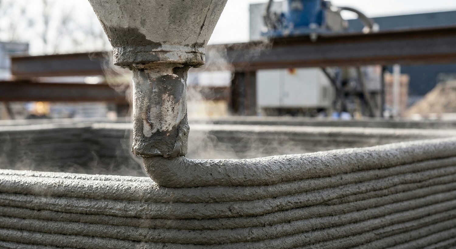 Concrete extrusion nozzle close-up